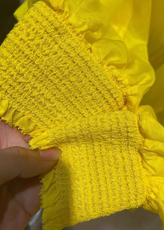 New V Lace Yellow Dress Up Solid Mini Spring Cotton Neck