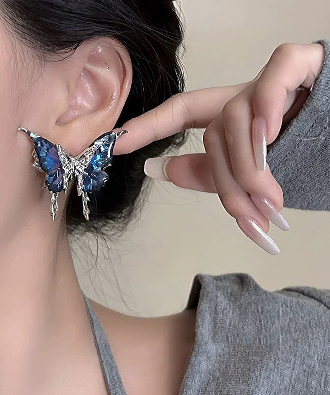 Butterfly Copper Novelty Tassel Blue Alloy Resin Crystal