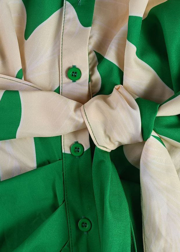 Cotton Summer Yellow Tie Novelty Dress Print Waist Shirts