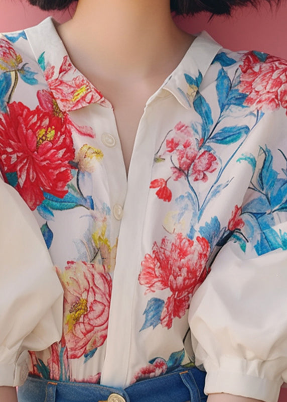 Shirt Beige Organic Sleeve Collar Print Peter Lantern Pan