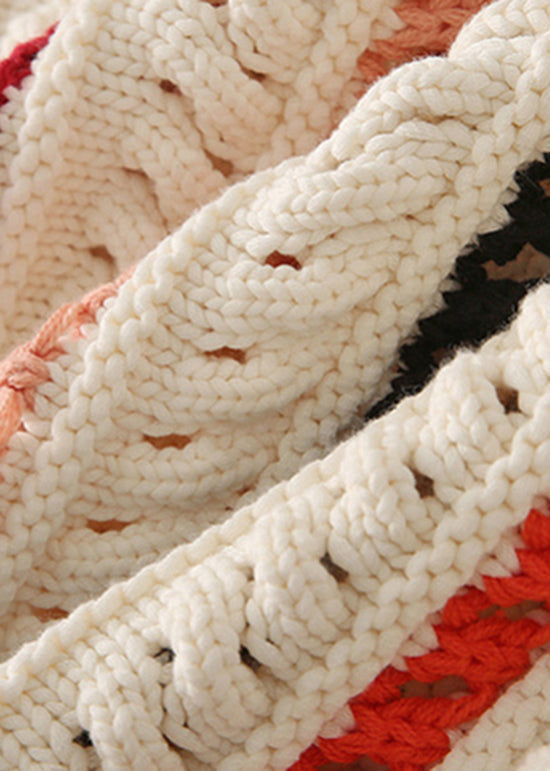 Original Design O-Neck Striped Hollow Out Knit Sweaters Spring YY005