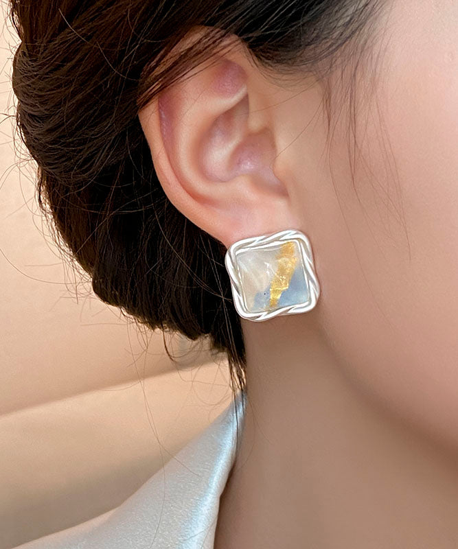 Rainbow Original Design Square Earrings Alloy Stud Copper