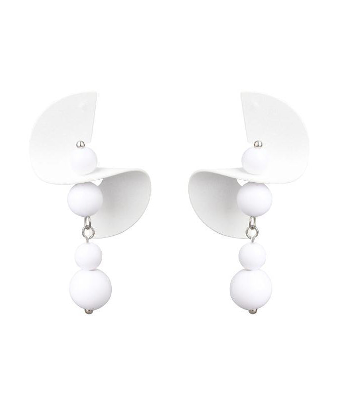 White Design Earrings Silver Original Sterling Drop