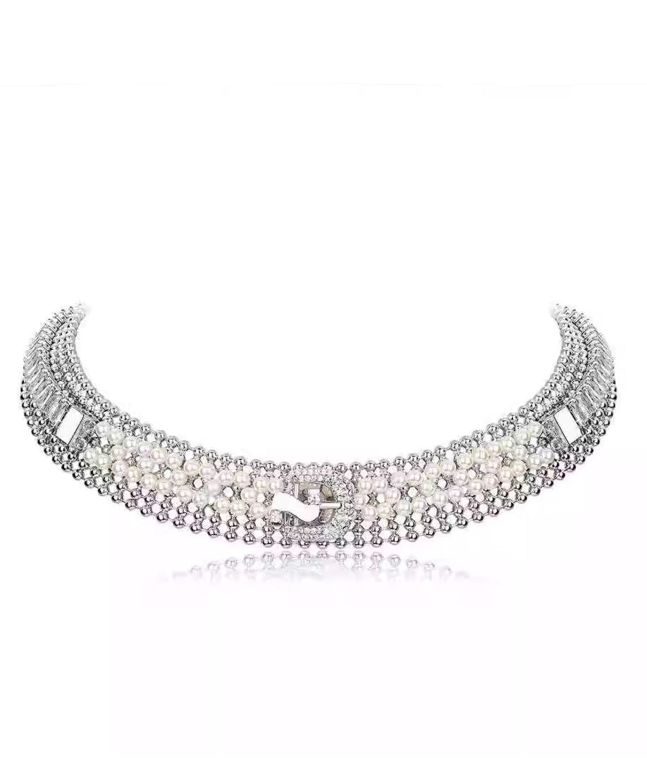 Collar Necklace Alloy Zircon Gold Original Pearl