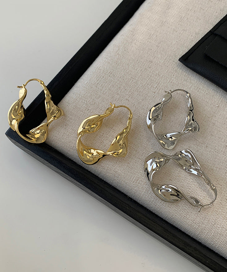 Metal Hoop Earrings Original Asymmetrical Gold Overgild