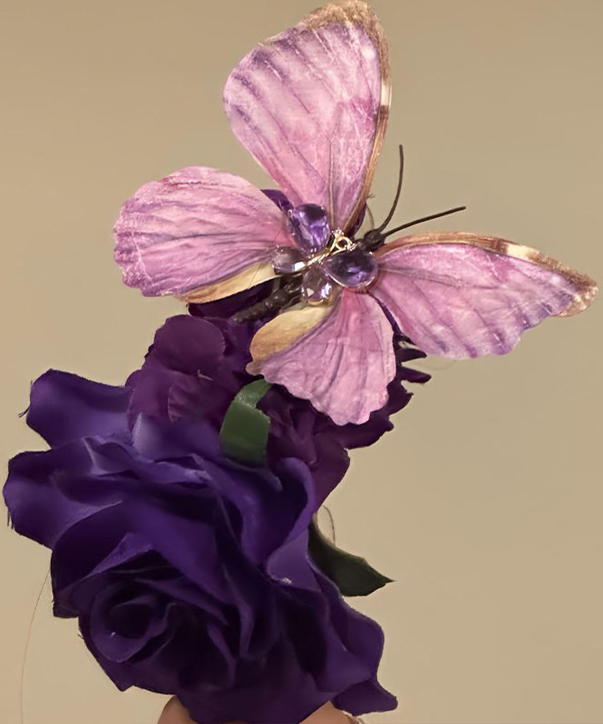 Purple Overgild Hairpin Original Sterling Butterfly Floral Silver