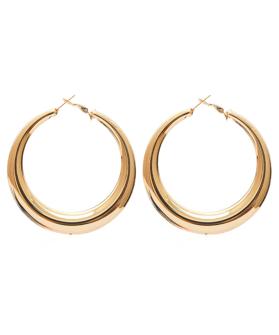 Earrings Oversize Metal Oval Alloy Hoop Gold