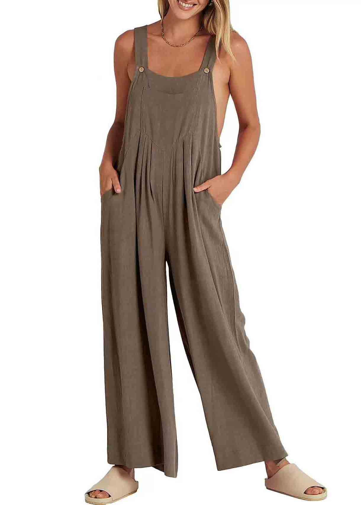 Wrinkled Size Jumpsuits Summer Plus Linen Overalls Oversized
