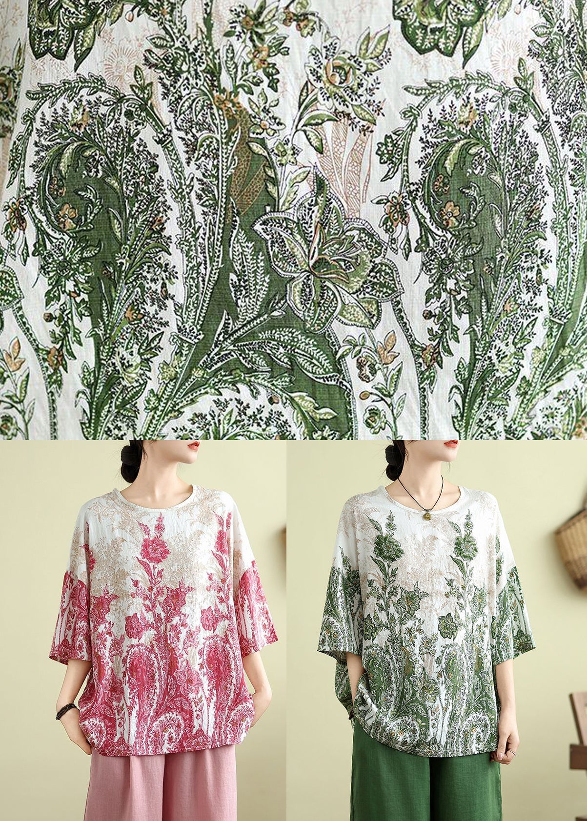 Size Plus Print Top Pink Half Sleeve