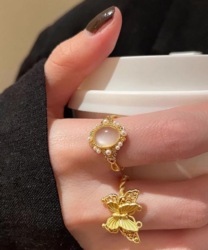 Silver Sterling Butterfly Out Zircon Gold Hollow Overgild Retro