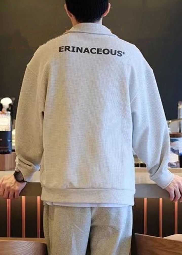 Sweatshirts TC015 Spring Peter Collar Grey Simple Letter Cotton Pan Mens