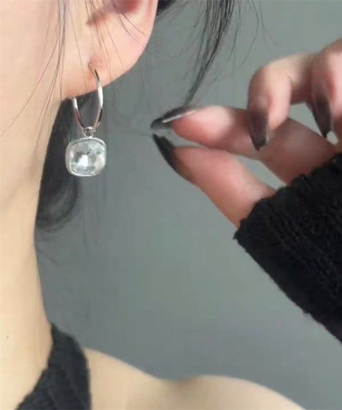 Disk Steel Crystal Earrings Silk Drop Stainless Simple