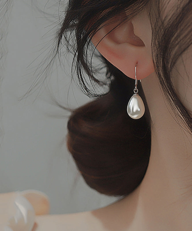 Silk Pearl Earrings Simple Silver Drop Sterling