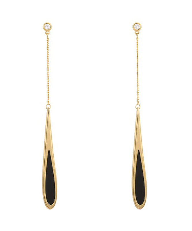 Earrings Drop Copper Alloy Black Water Skinny Gold