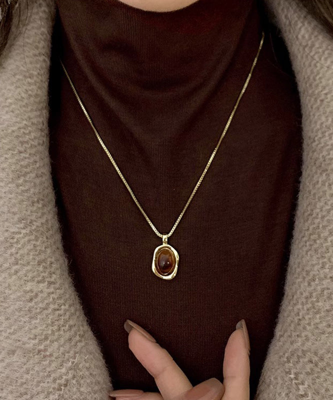 Necklace Piece Set Pendant Two Overgild Style Copper Amber Gold