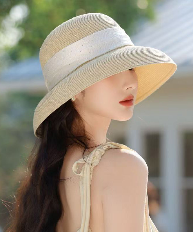 Floppy Straw Beige Woven Hat Stylish Breathable Sun