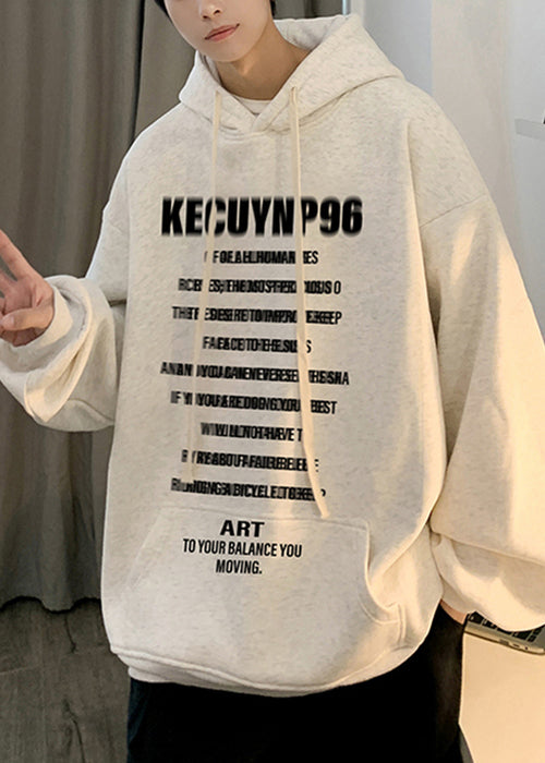 Stylish Black Print Pockets Oversized Cotton Men Sweatshirt Spring YQ022