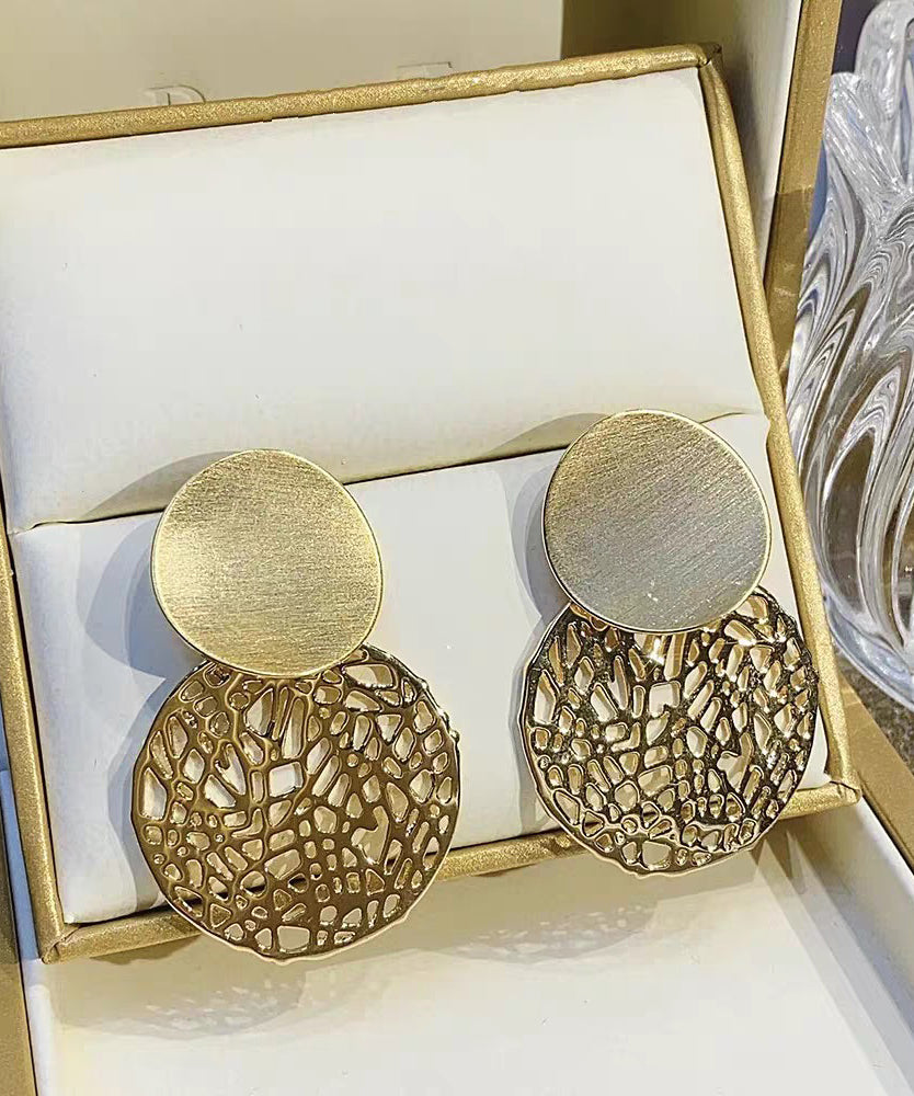 Stylish Sterling Overgild Out Sequined Drop Gold Silver Hollow