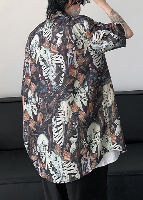 Pan Mens Shirts Stylish Collar Pockets Half Peter Cotton Print