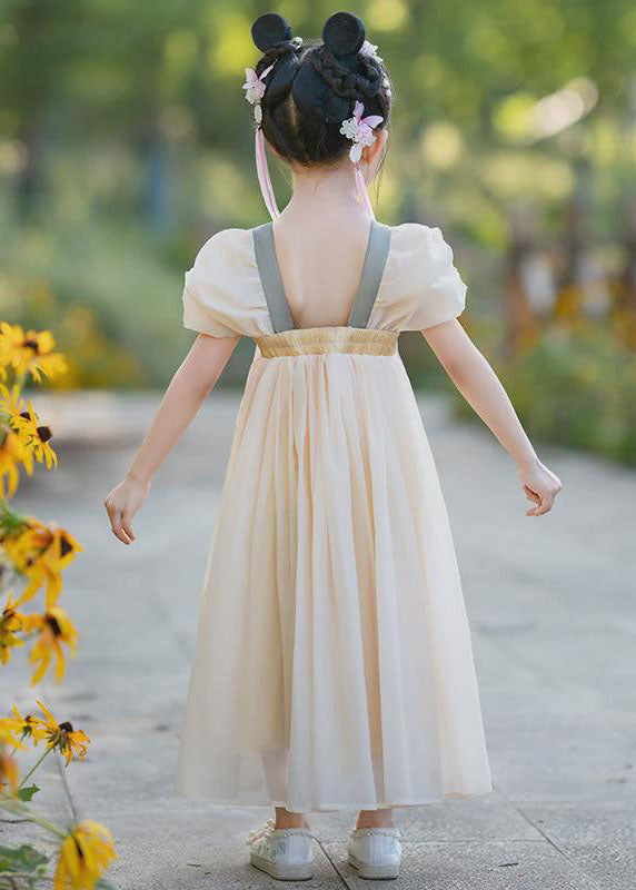Long Kids Tassel Yellow Embroideried Stylish Chiffon Nail Bead
