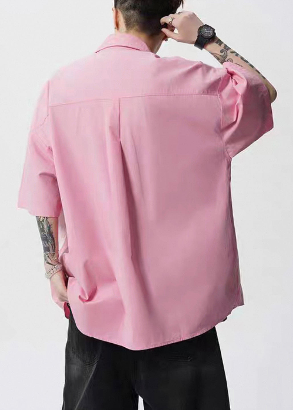 Mens Button Stylish Yellow Collar Shirts Cotton Peter Pan Print