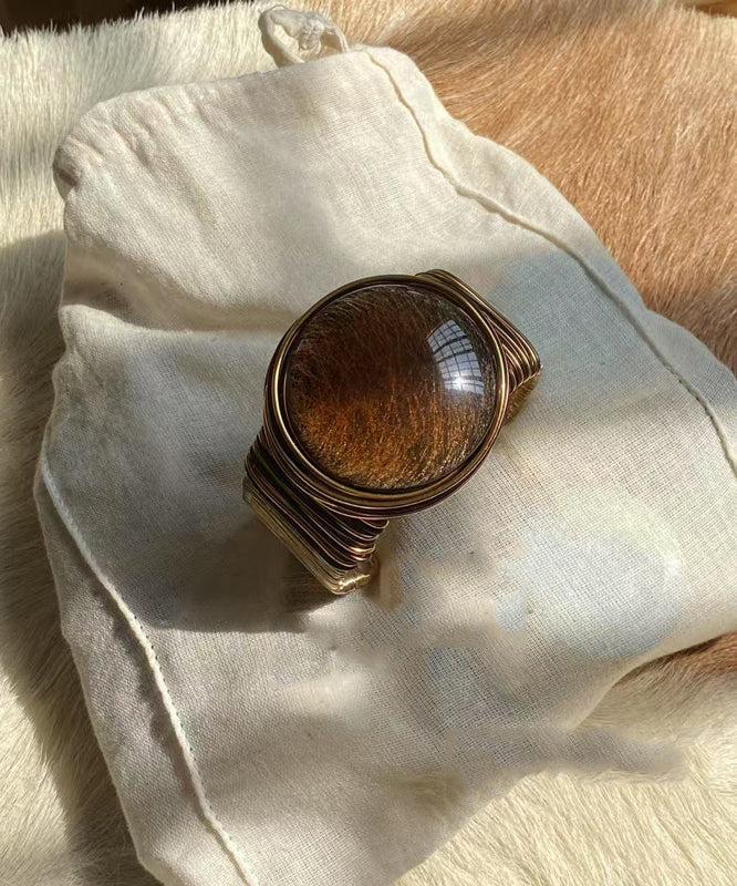 Unique Metal Wrap Alloy Cuff Brown
