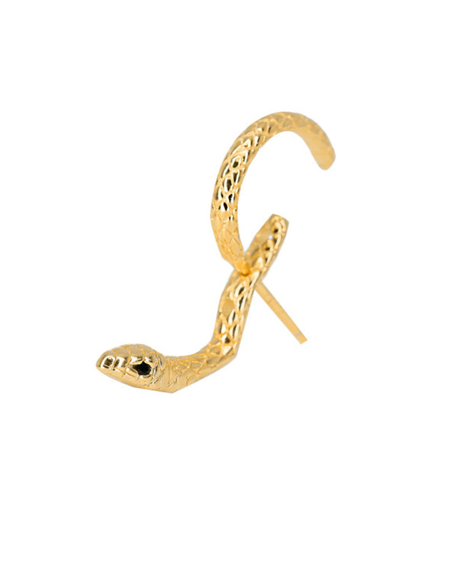 Sterling Overgild Earrings Stud Gold Serpentine Unique Silver
