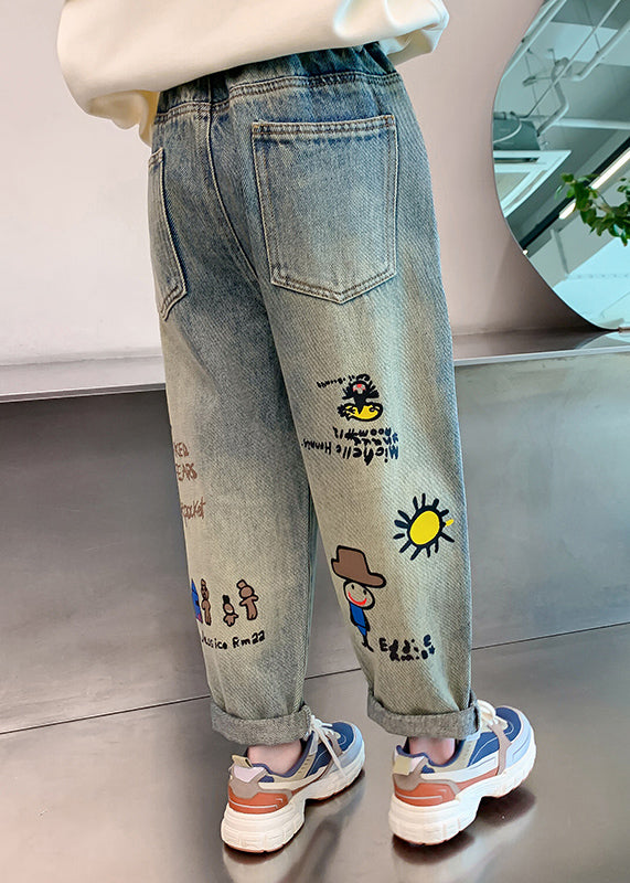 Vintage Denim Blue Patchwork Harem Kids Harem Pants Spring TV015
