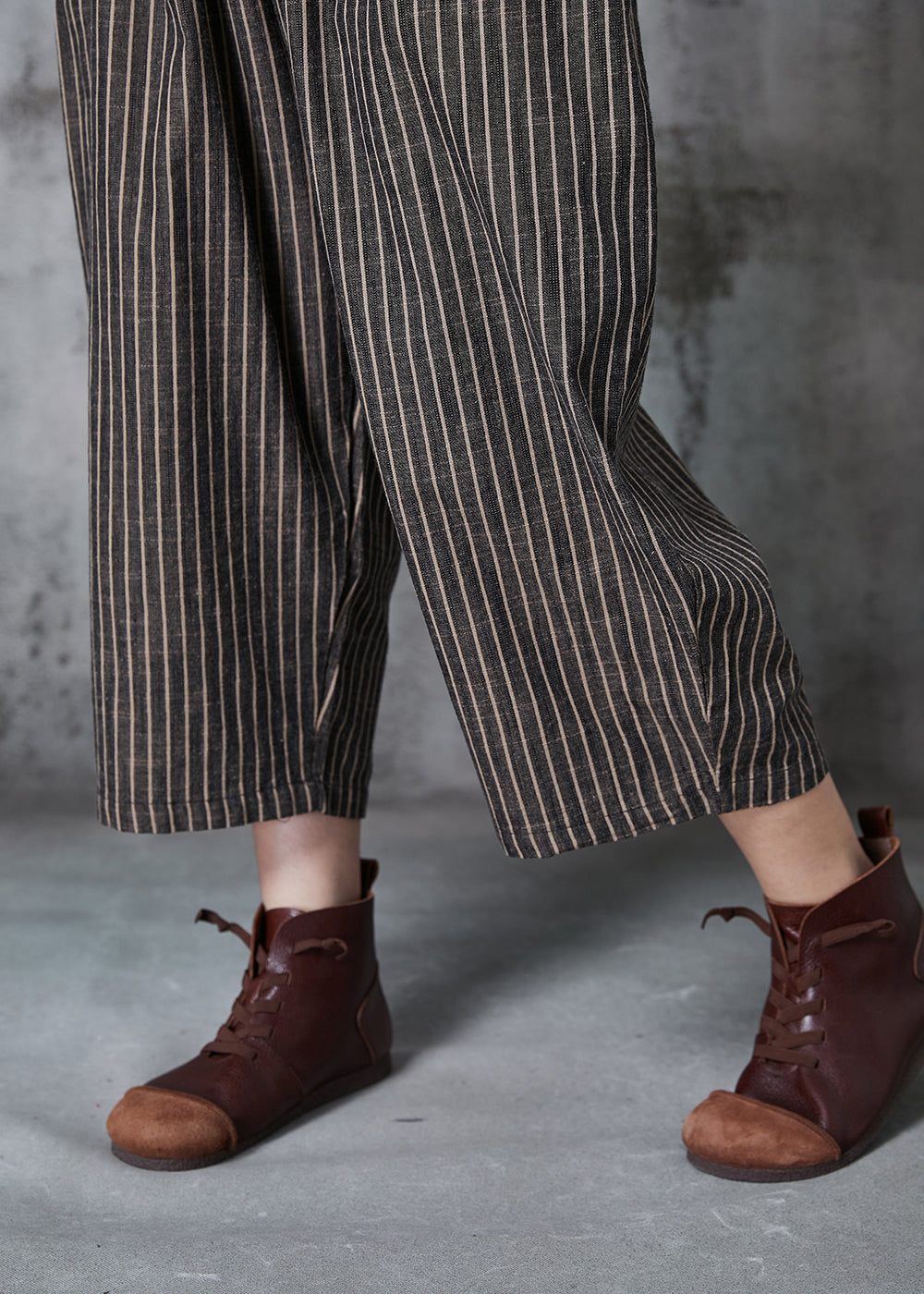 Vintage Dull Grey Oversized Striped Linen Harem Pants Summer AL1003