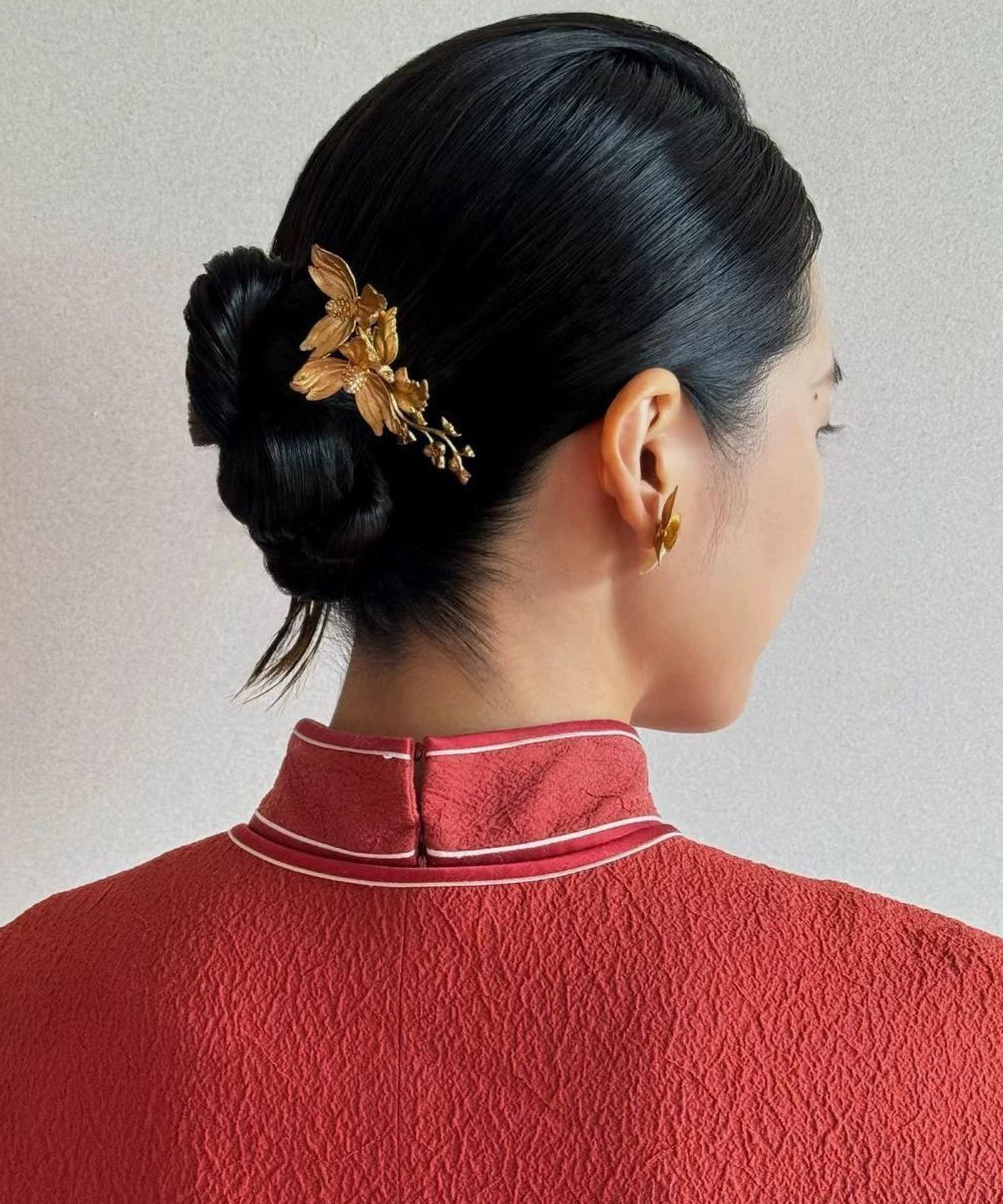 Hairpin Vintage Iris Sterling Silver Gold Overgild