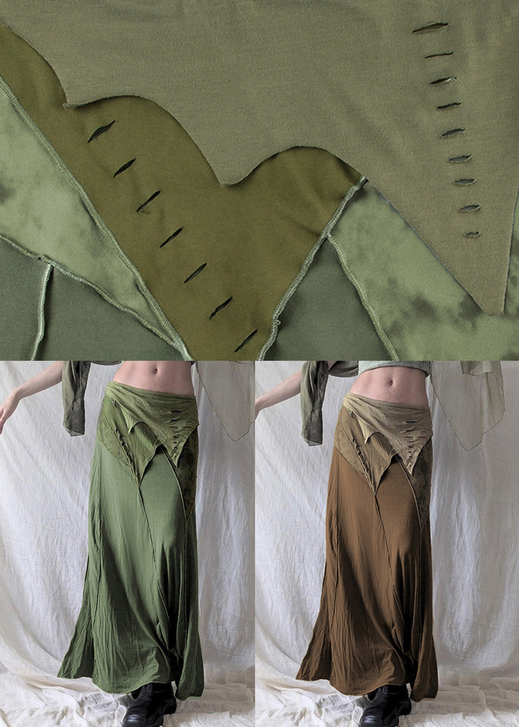 Open Cotton Green Side Vintage Skirts Asymmetrical Summer