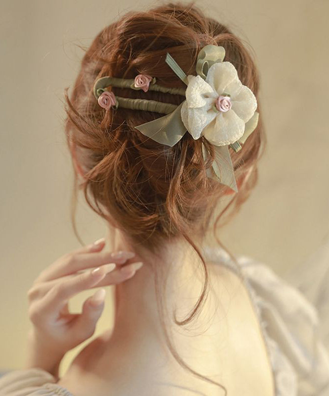 Plastic Light Floral Vintage Green Asymmetrical Hairpin Tulle