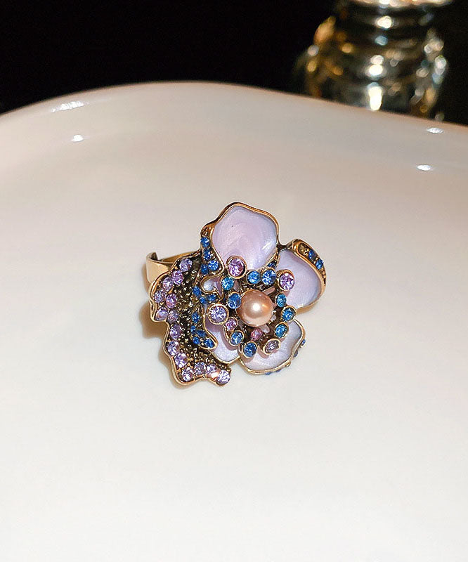 Glaze Pearl Earrings Alloy Drip Vintage Zircon Purple Stud