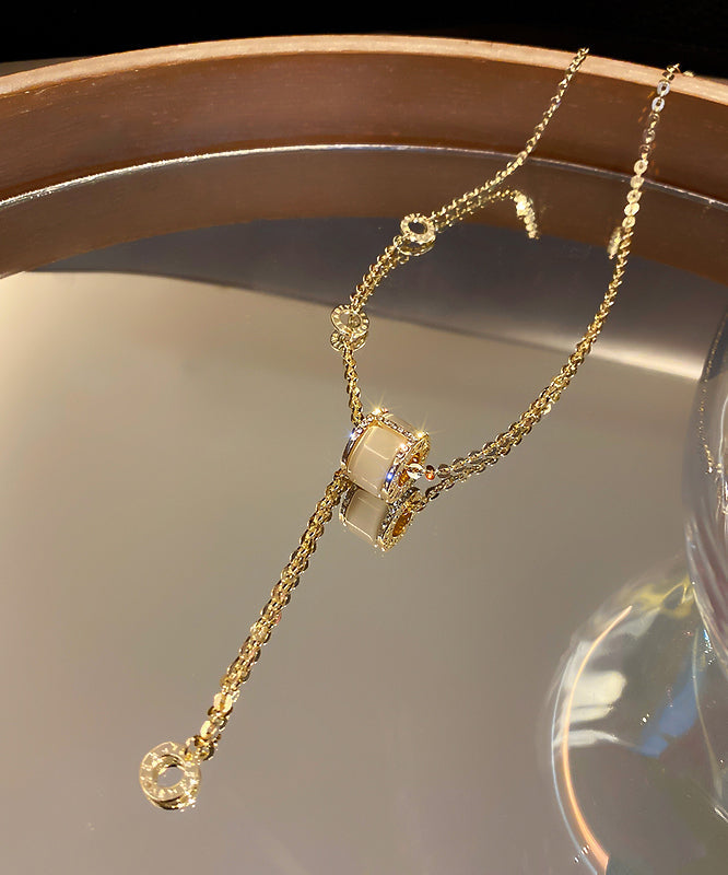 Eye Vogue Necklace Pendant Alloy Copper Stone Zircon Gold Cat's