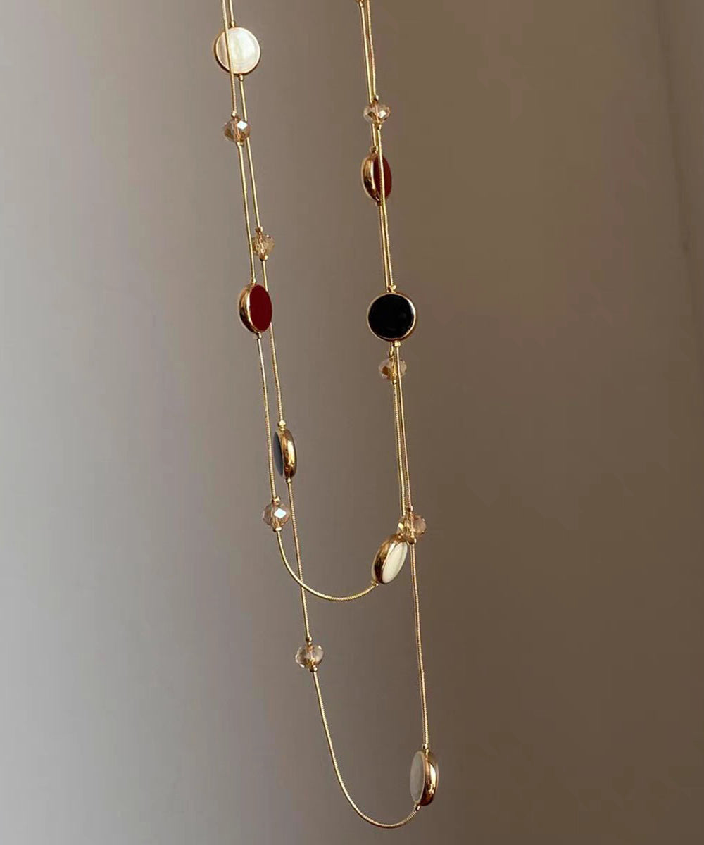 Drip Vogue Double-Layer Necklace Copper Beading Gold Glazed