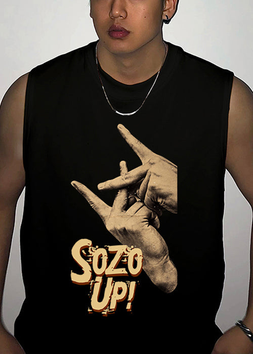 Summer Print Neck Mens Cotton White O Tank