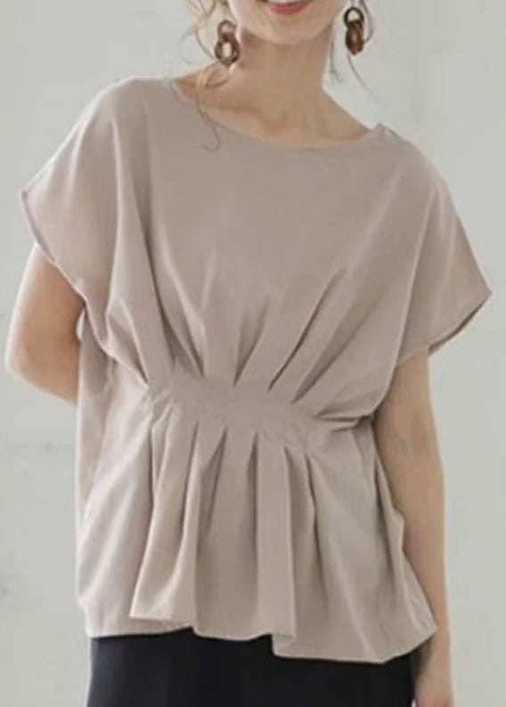 Wrinkled Summer Tank Nude Tops Women Oversized Cotton