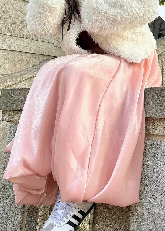 Skirts Pink High Summer Waist Solid Women