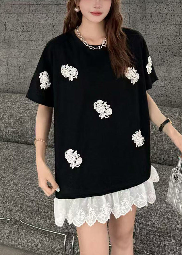 Oversized Tanks Women Decorated White Flower Lace Patchwork