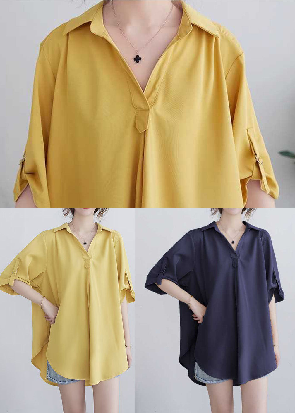 Summer Oversized Yellow Women Cotton Shirt