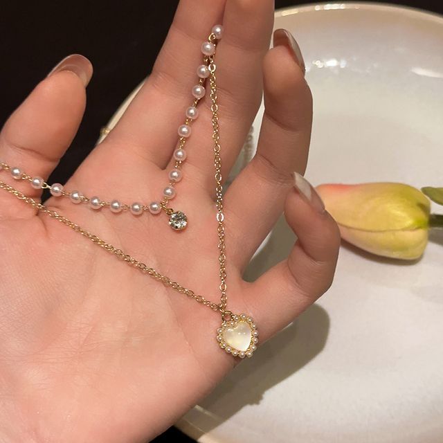 Pearl Faux Necklace Layered