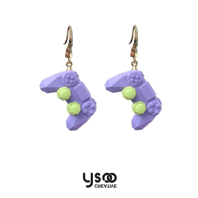 / Ear Cuff Drop Earring Clip-On Gamepad Asymmetrical Lettering