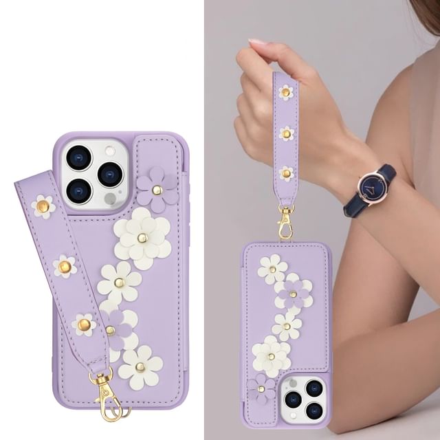 Phone Case Leather Faux Floral