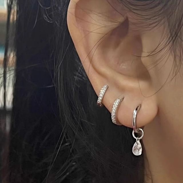 Alloy Earring Set Rhinestone Drop of + 3: Huggie