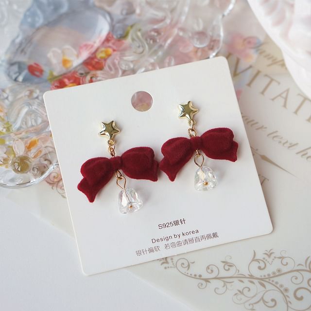 Dangle Flocking Bow Earring Alloy Bell