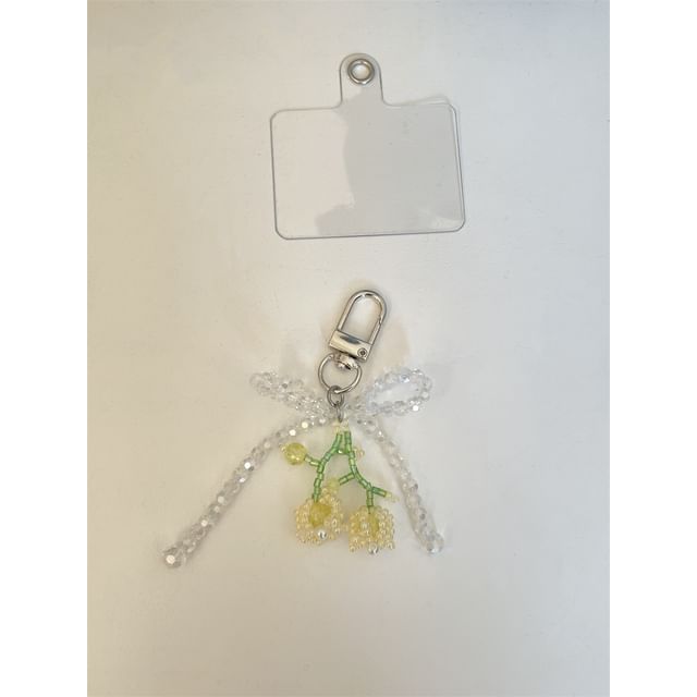 Beaded Bow Flower Phone Charm