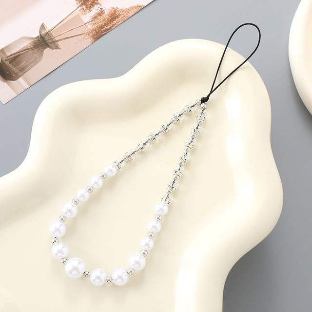 Pearl Faux Phone Strap Rhinestone