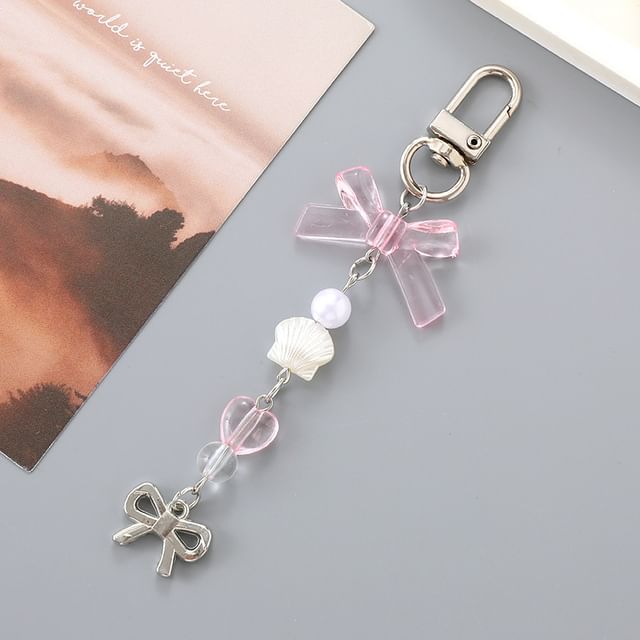 Phone Charm Pearl Bow Faux