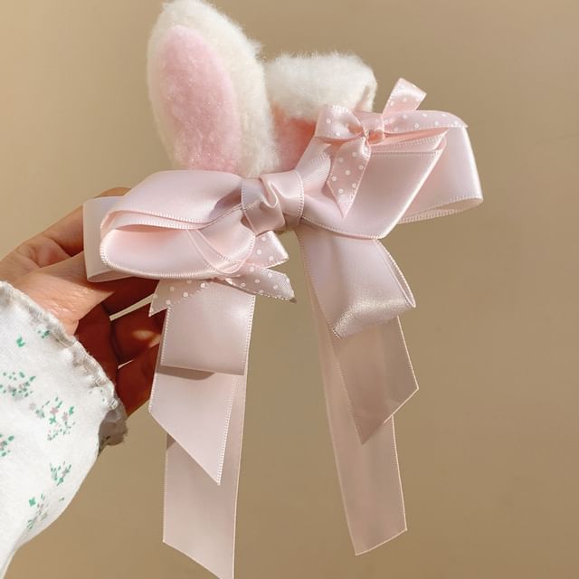 Set / Hair Clip Bow Rabbit Ear