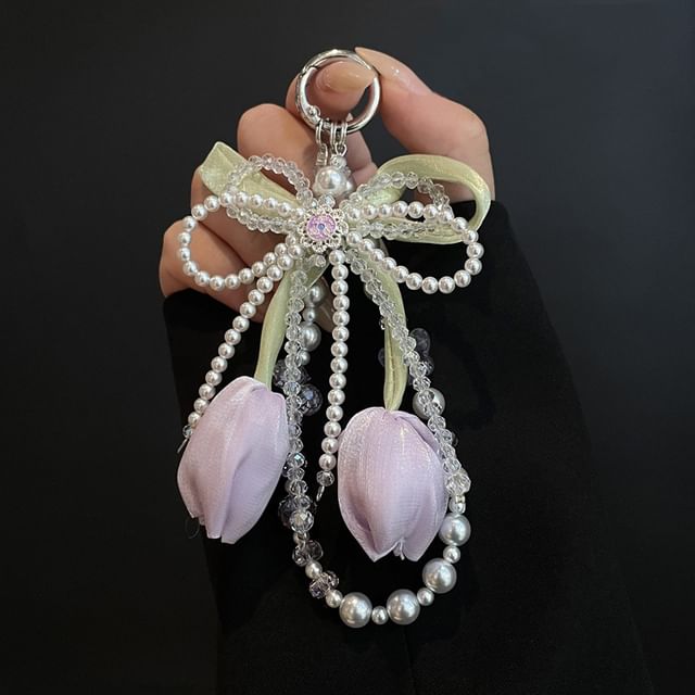 with Phone Pad Pearl Lanyard Faux